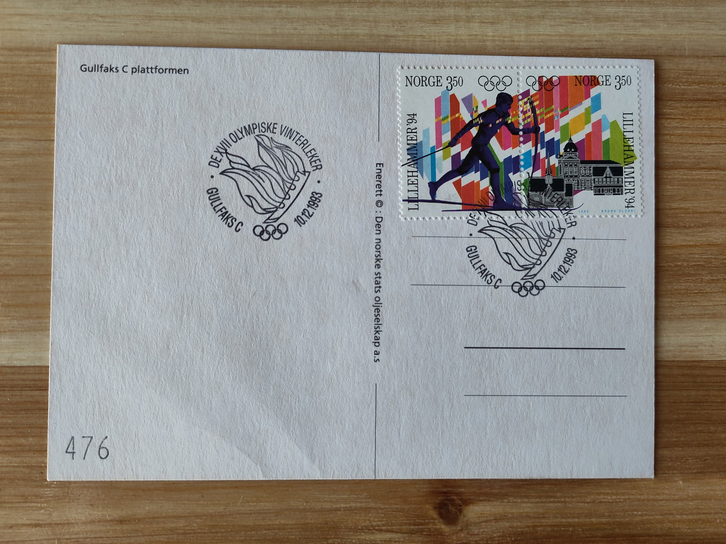 OL 1994 Lillehammer postkort Statoil Gullfaks C plattformen