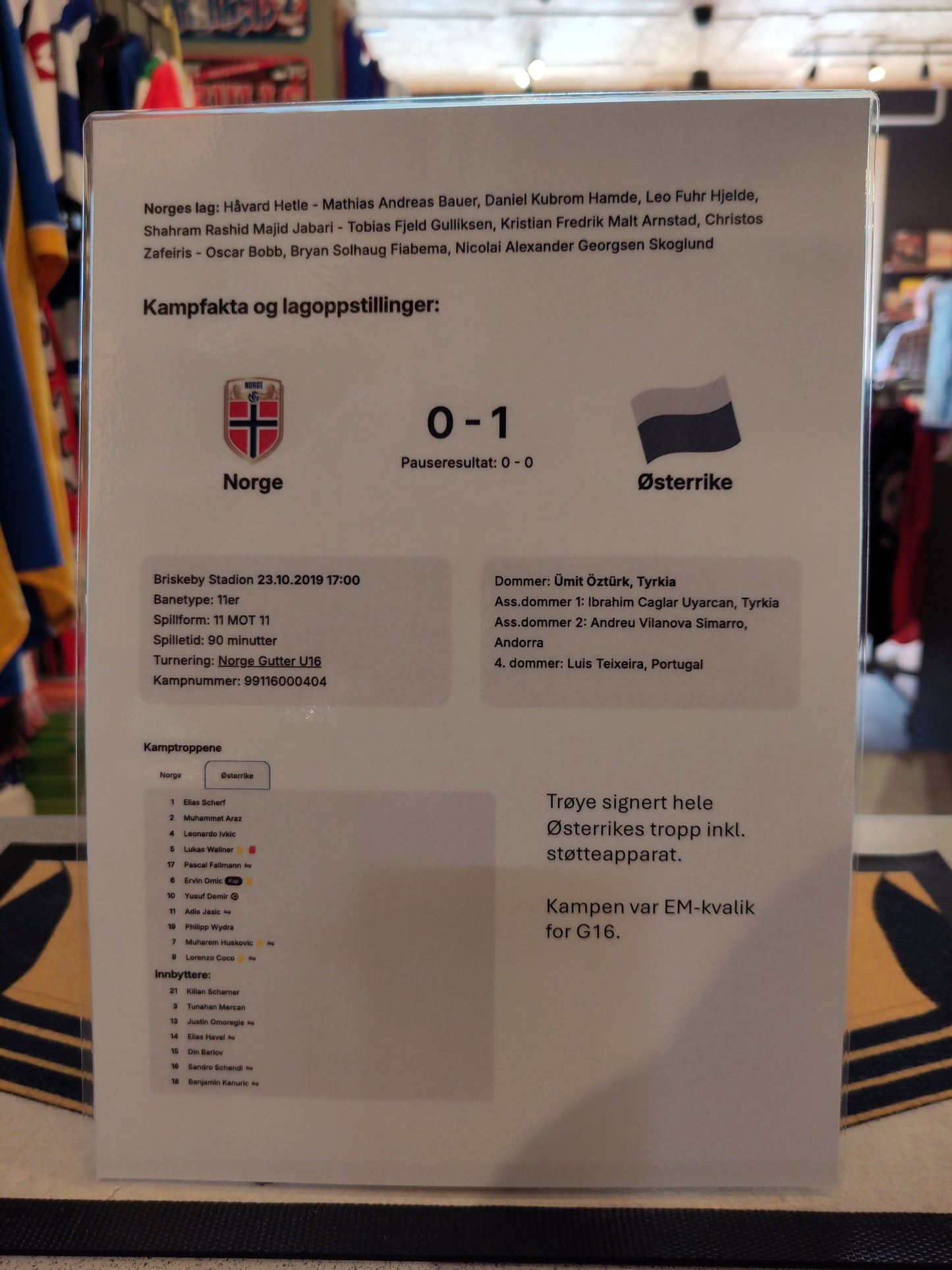 Østerrike drakt 2019 hjemme signert U16
