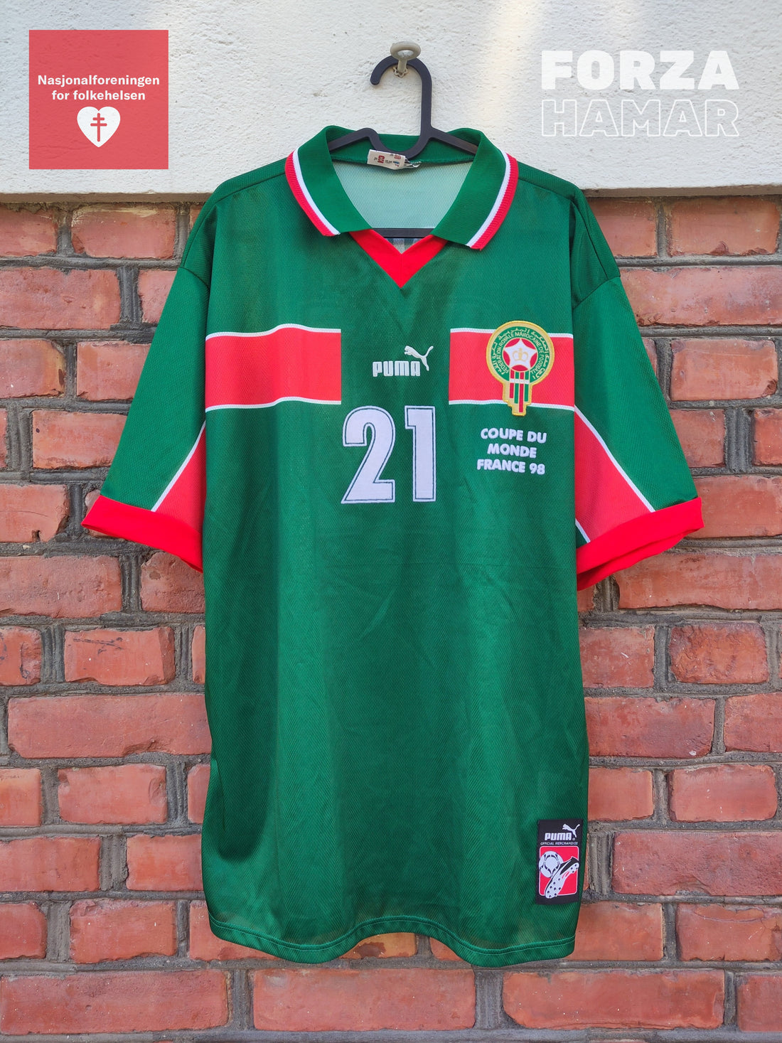 Morocco BENCHWORN/MATCHWORN Rokki shirt 1998 (1998 World Cup)