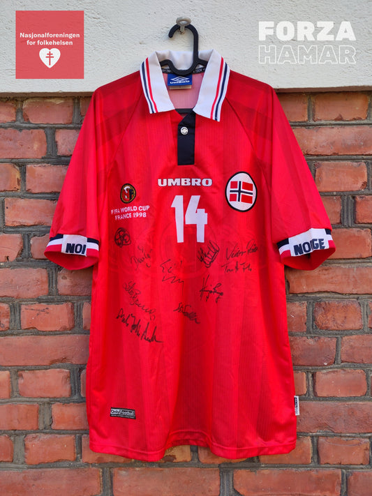 Norway PLAYER ISSUED/SIGNED Heggem shirt 1998 (1998 World Cup)