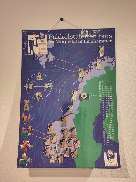 OL 1994 Lillehammer Fakkelstafetten pins - fra Morgedal til Lillehammer