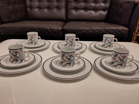 Olympics 1994 Lillehammer tableware coffee/tea w/ plates for 6 people