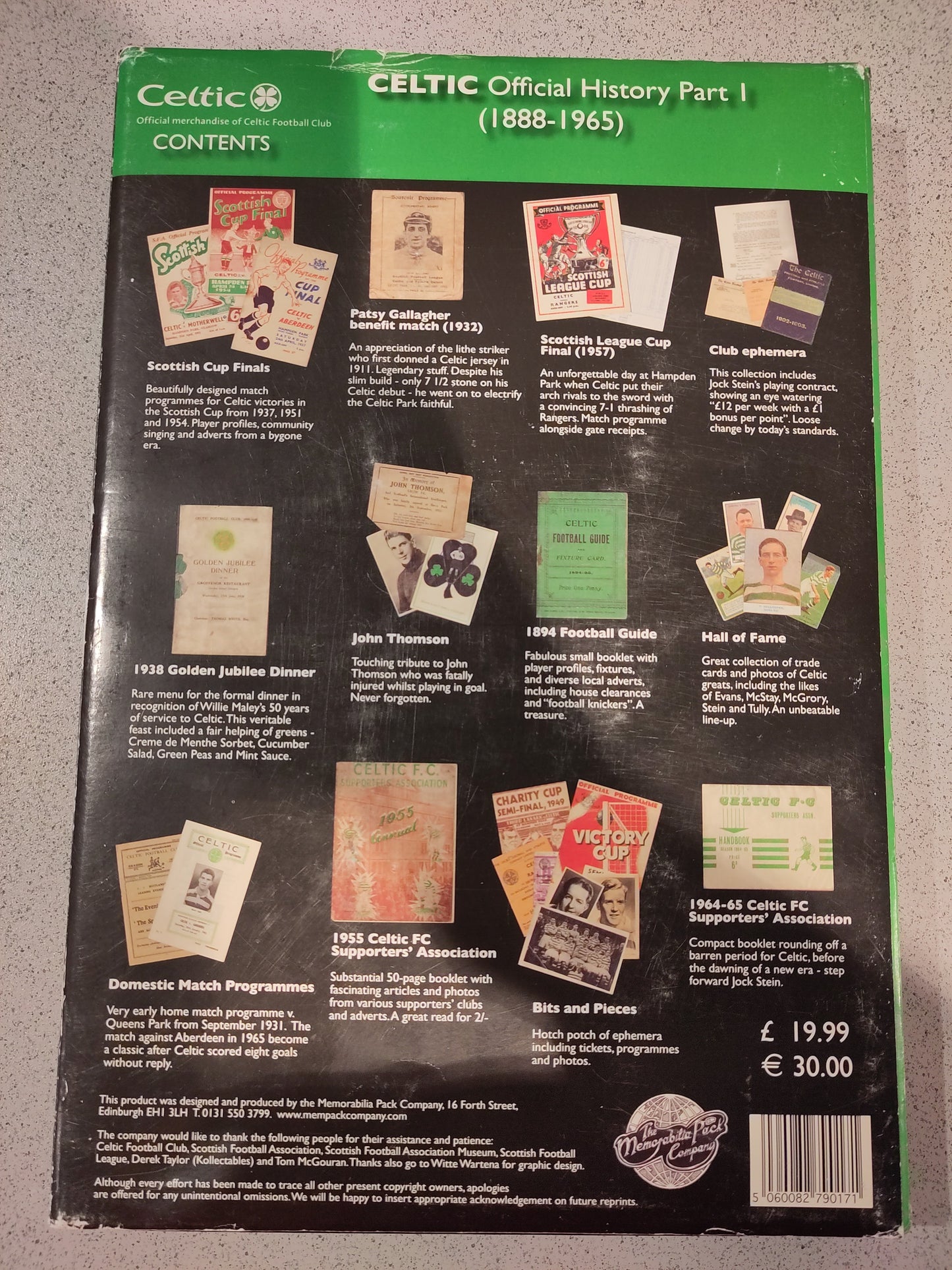 Celtic Official Memorabilia Pack - Official History Part 1 (1888-1965)