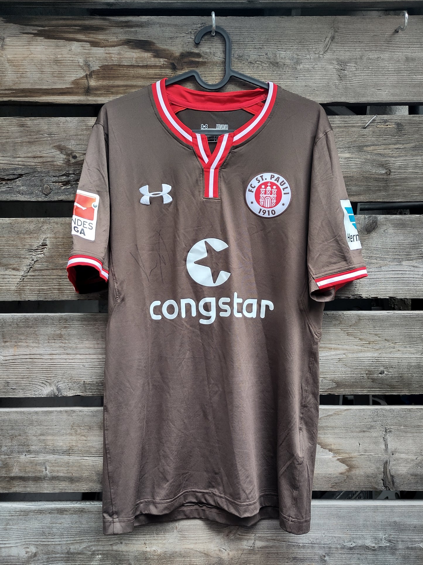 St Pauli drakt 2016-17 hjemme utøverbrukt/kampbrukt Hedenstad (signert)