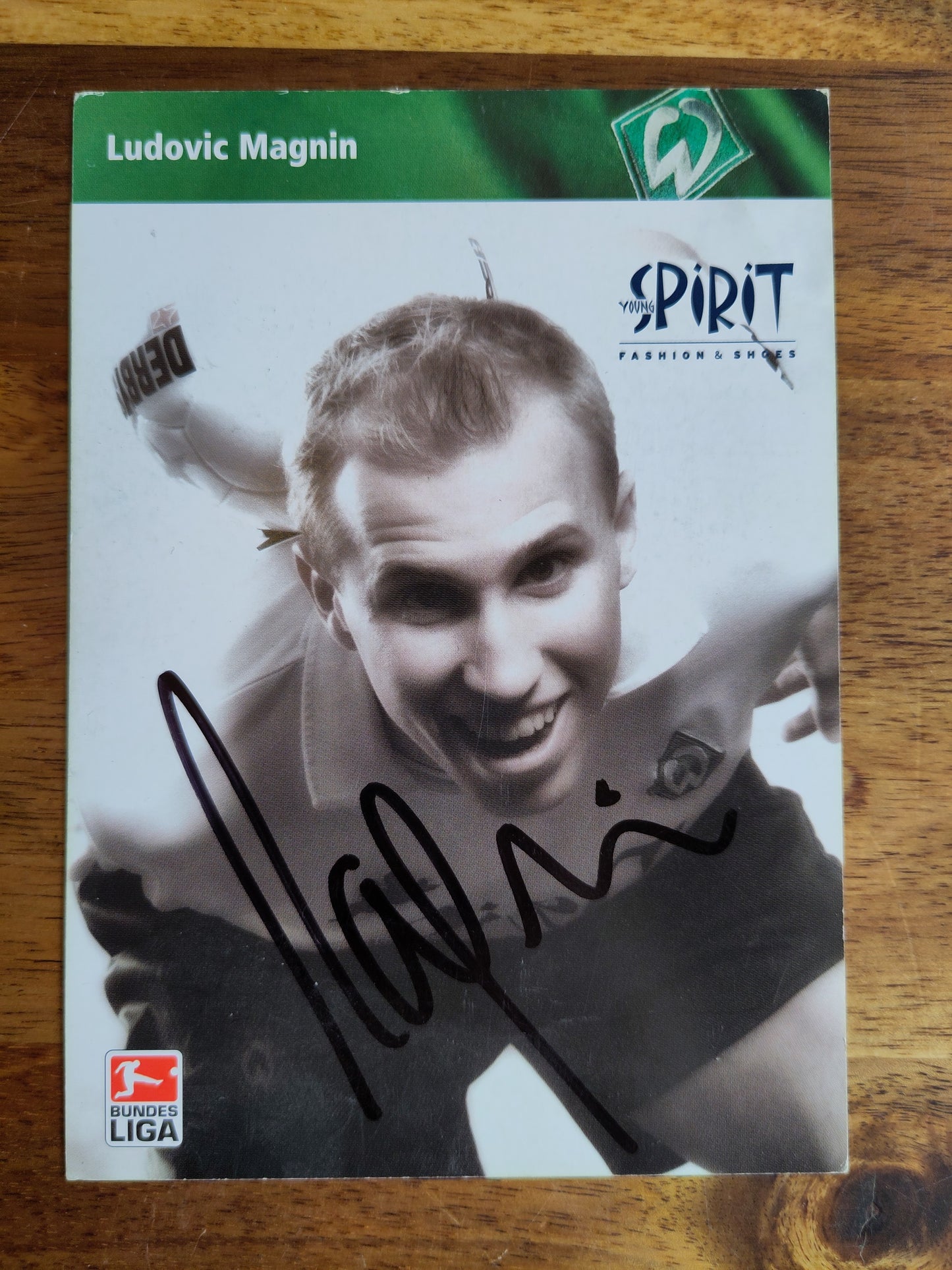 Werder Bremen autografkort signert Ludovic Magnin