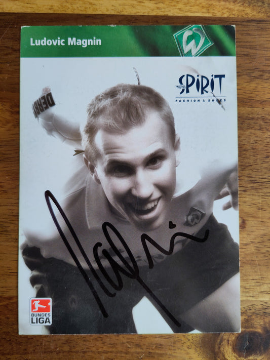 Werder Bremen autografkort signert Ludovic Magnin