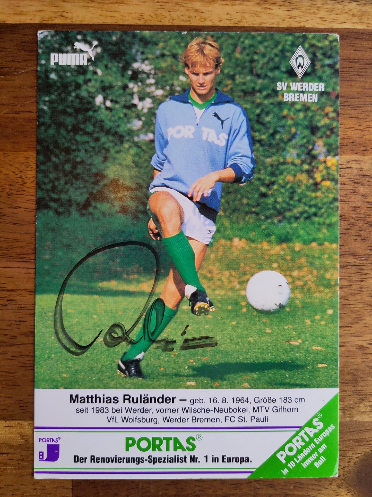 Werder Bremen autografkort signert Matthias Ruländer