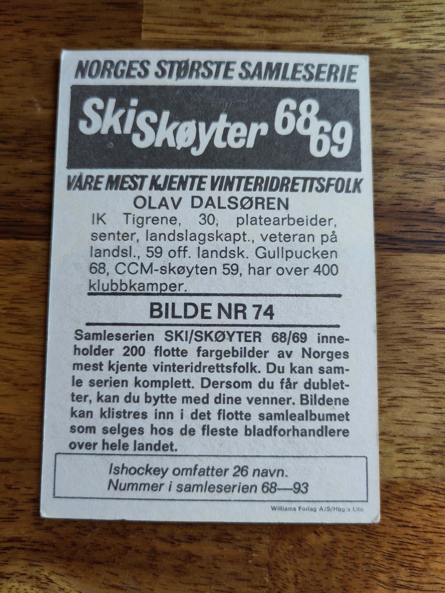 Ski/skøyter 68-69 samlekort