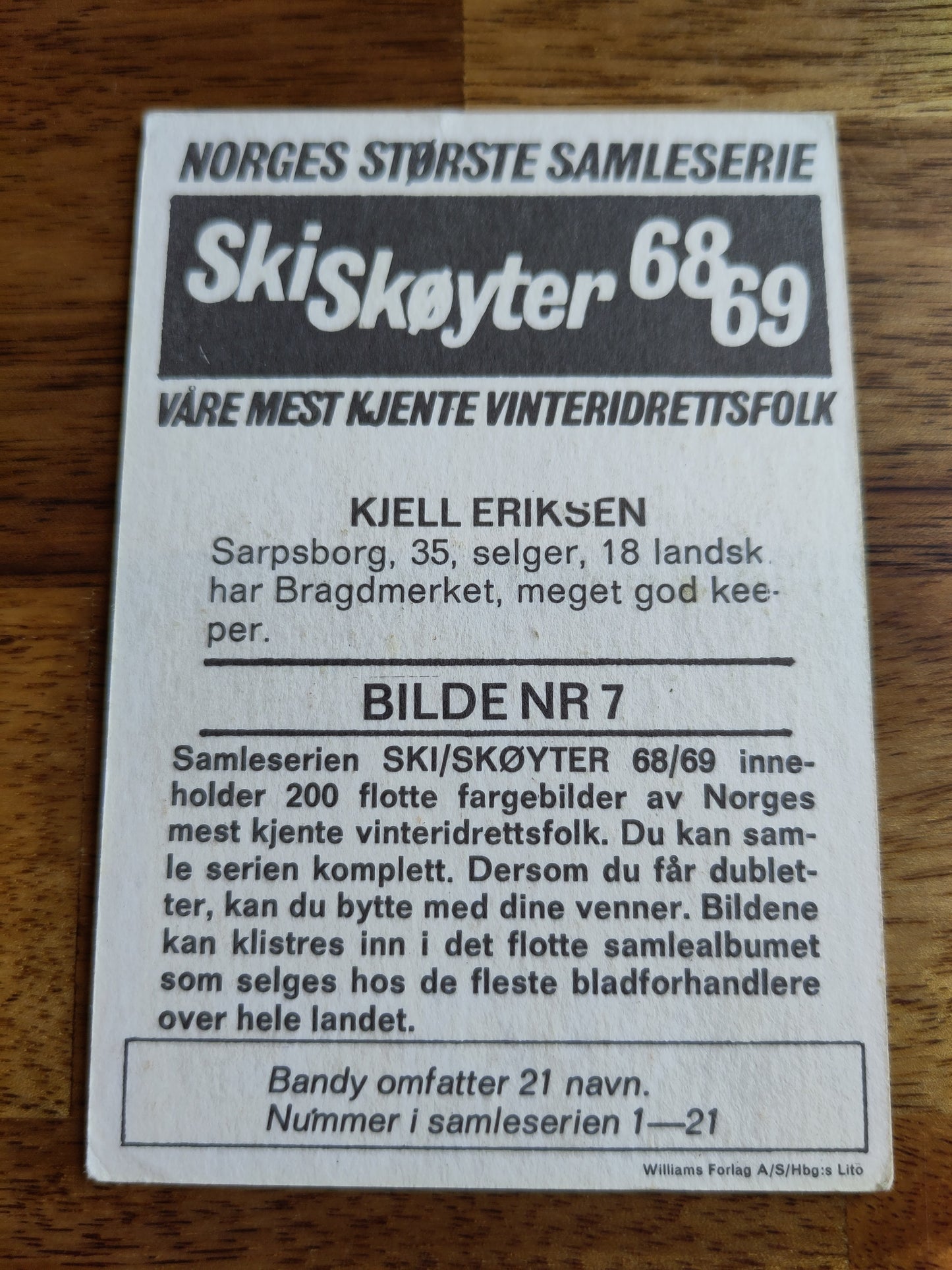 Ski/skøyter 68-69 samlekort