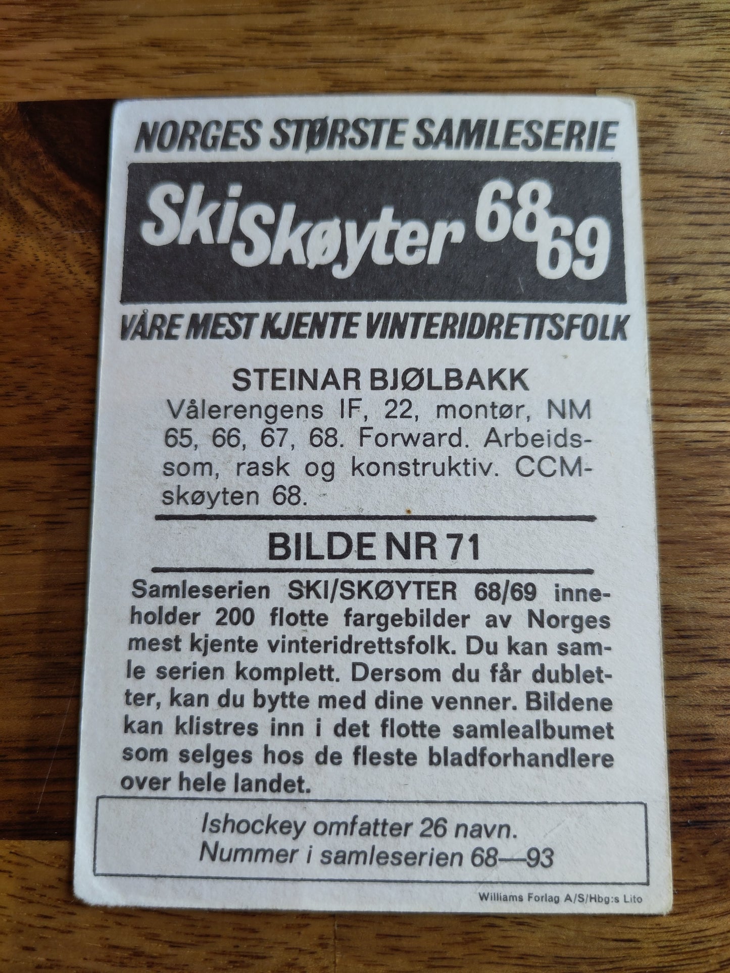 Ski/skøyter 68-69 samlekort