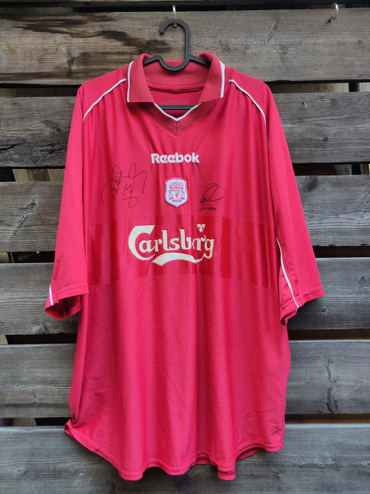 Liverpool drakt 2000-02 hjemme signert Smicer & Berger