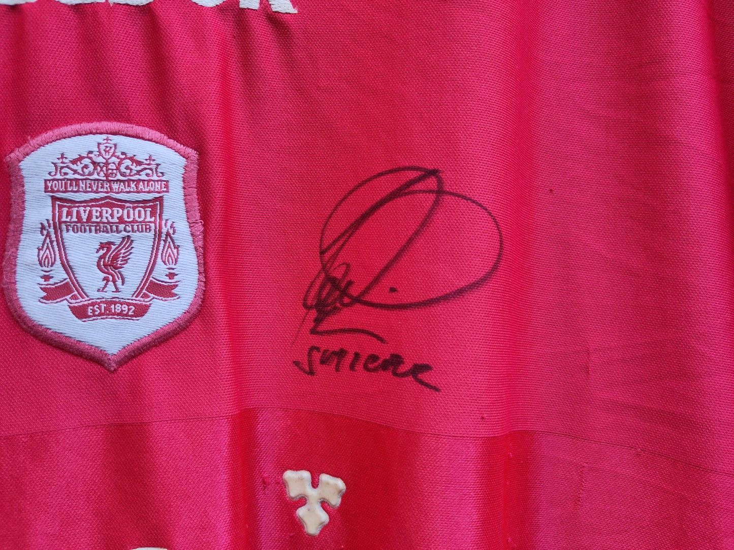 Liverpool drakt 2000-02 hjemme signert Smicer & Berger
