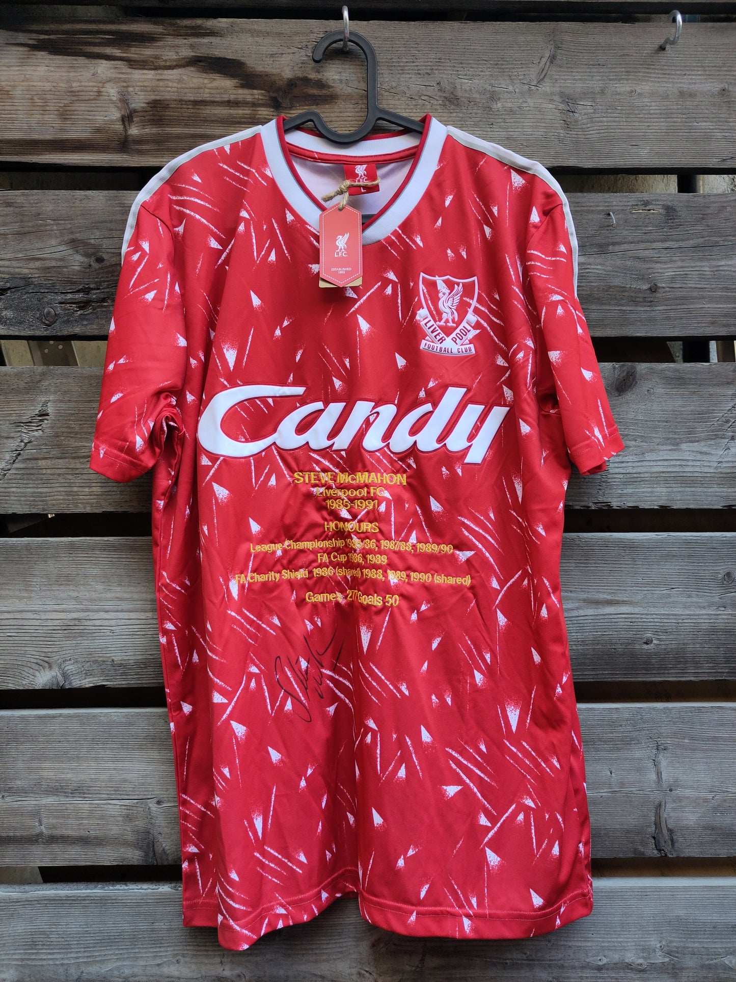 Liverpool drakt 1989-91 hjemme retro signert Steve McMahon