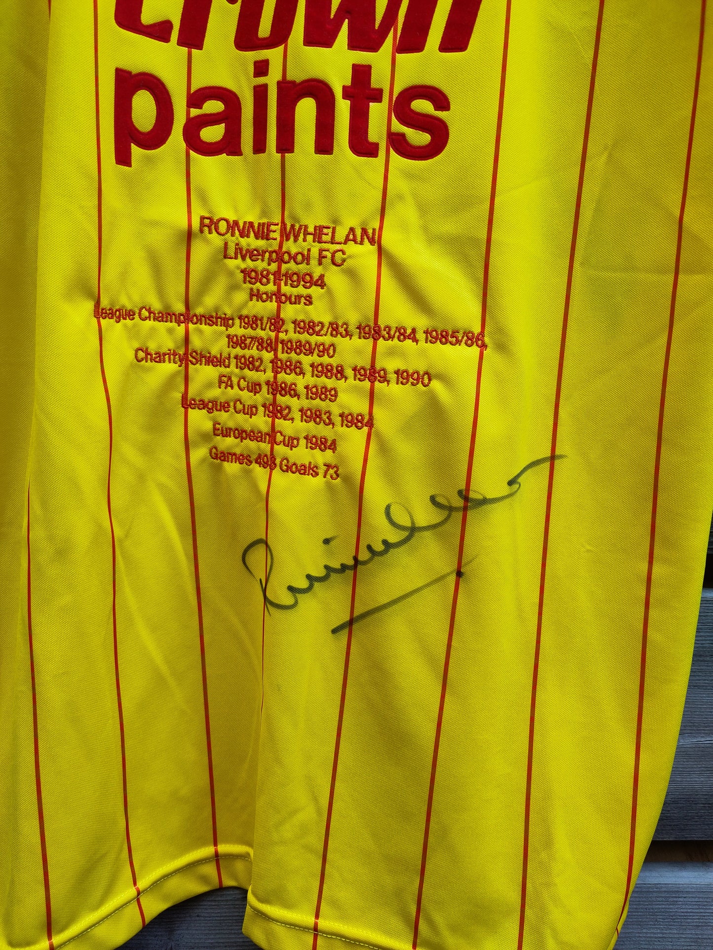 Liverpool drakt 1982-84 borte signert Ronnie Whelan