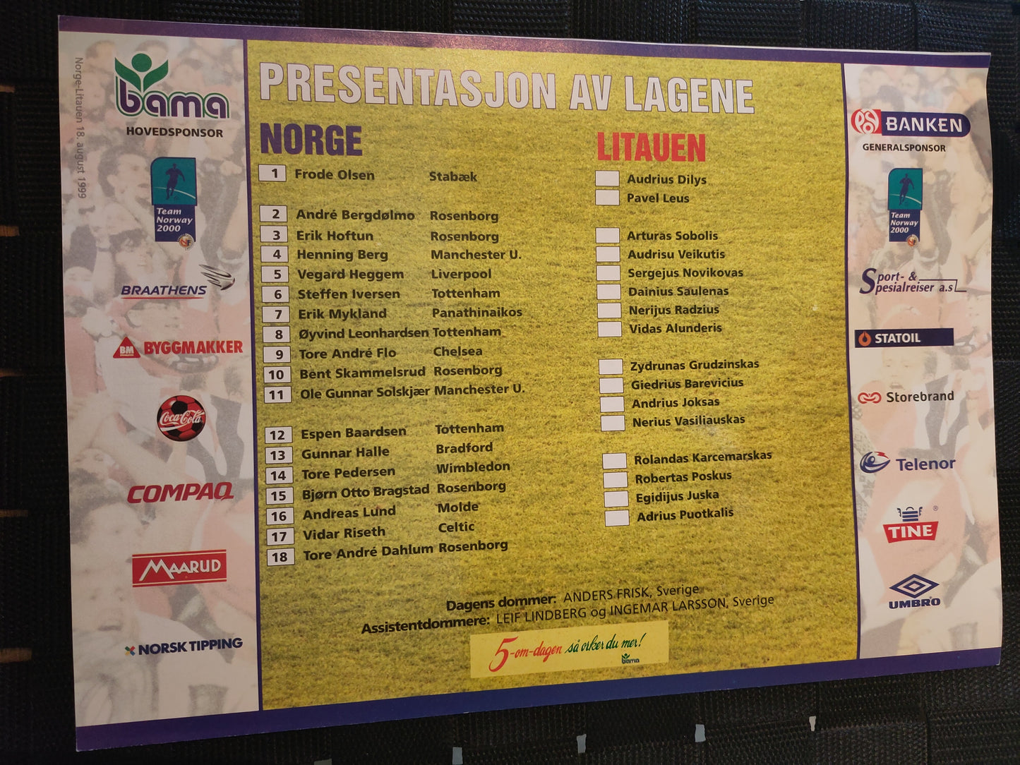 Match schedule: Norway