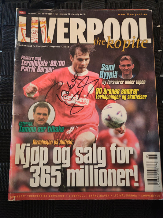 Liverpool medlemsblad Kopite 5/99 signert Patrik Berger
