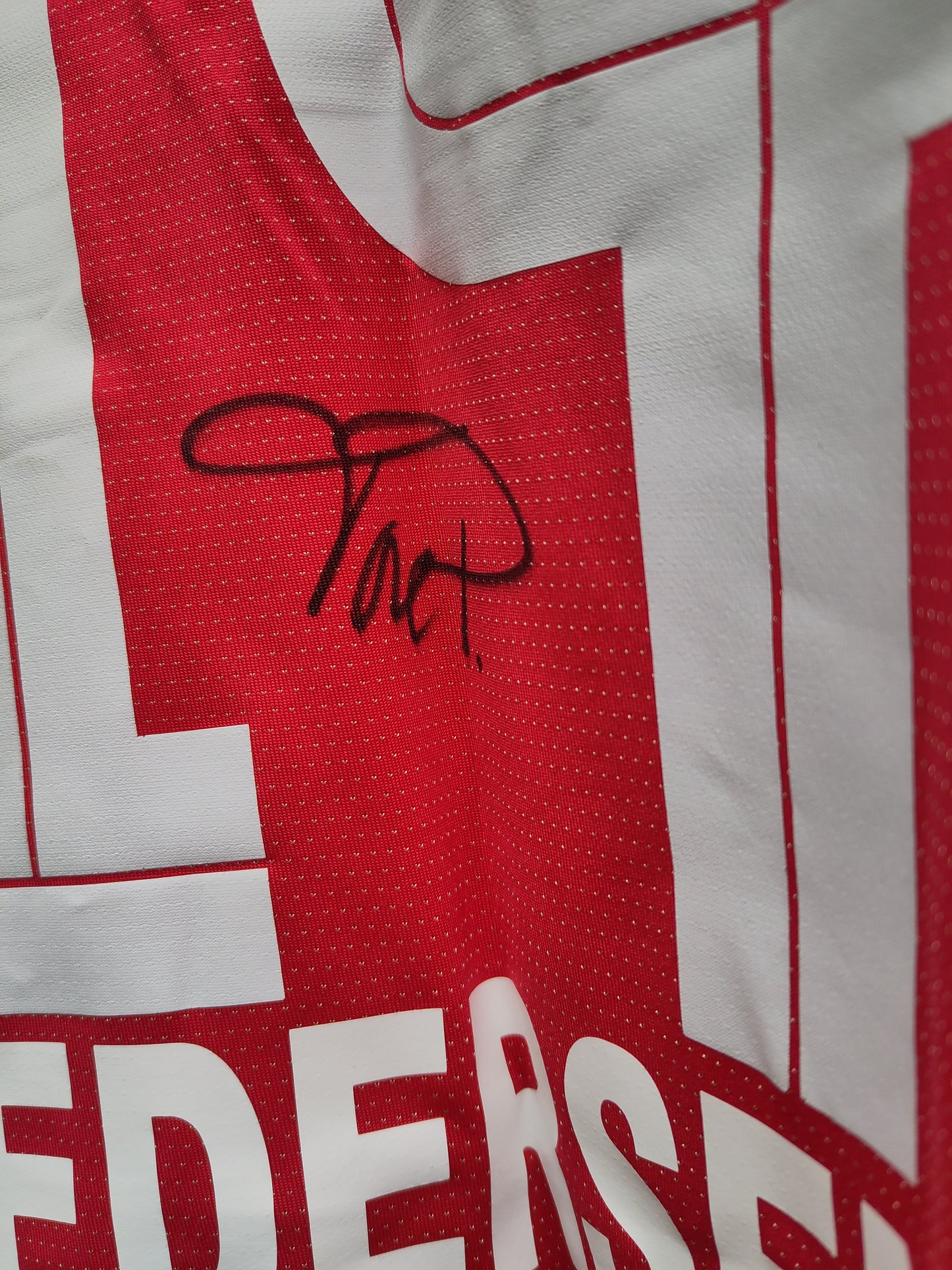 Norge drakt 2010 hjemme Testimonial Match Vidar Riseth utøverbrukt/kampbrukt og signert Tore Pedersen