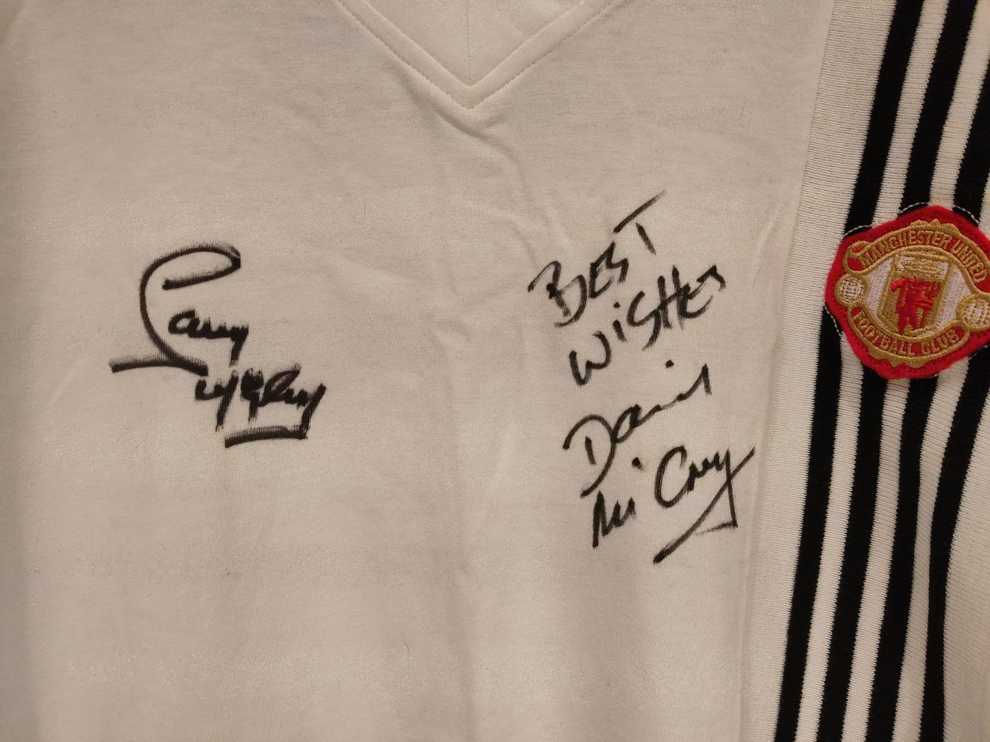 Manchester United drakt 1976-80 borte retro signert McIlroy & McCreery*