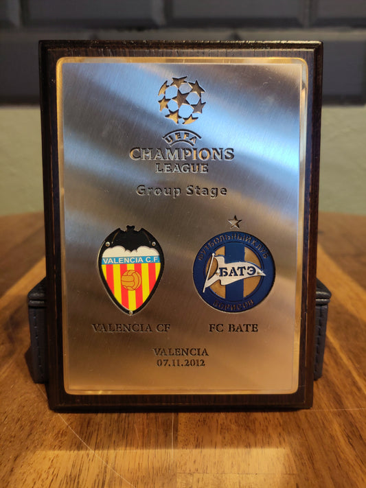 Valencia vs BATE Borisov Champions League 2012-13 plakett